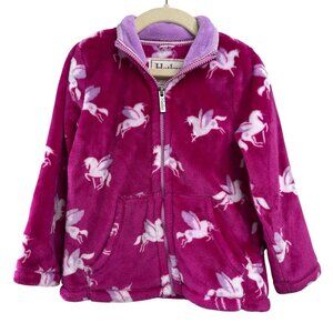 HATLEY Unicorn Fleece Jacket Girls 4T 4 Pink Soft Full Zip-Up Toddler Jacket EUC